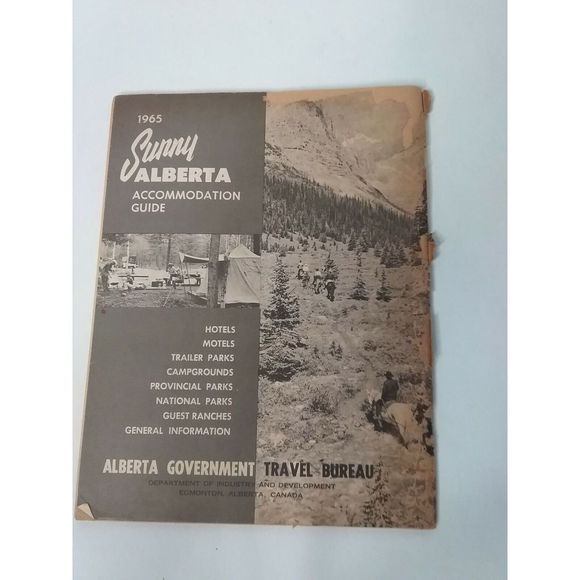 Vintage 1965 Sunny Alberta Accommodations National Parks Travel Guide Map Ad - Picture 2 of 7